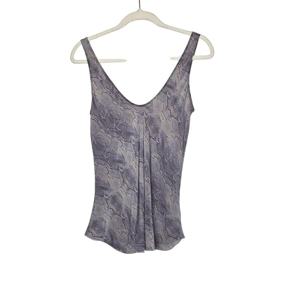 Babaton XS 100% Silk Snake Print Tank Top‎ Lightweight Luxury Animal Purple Gray